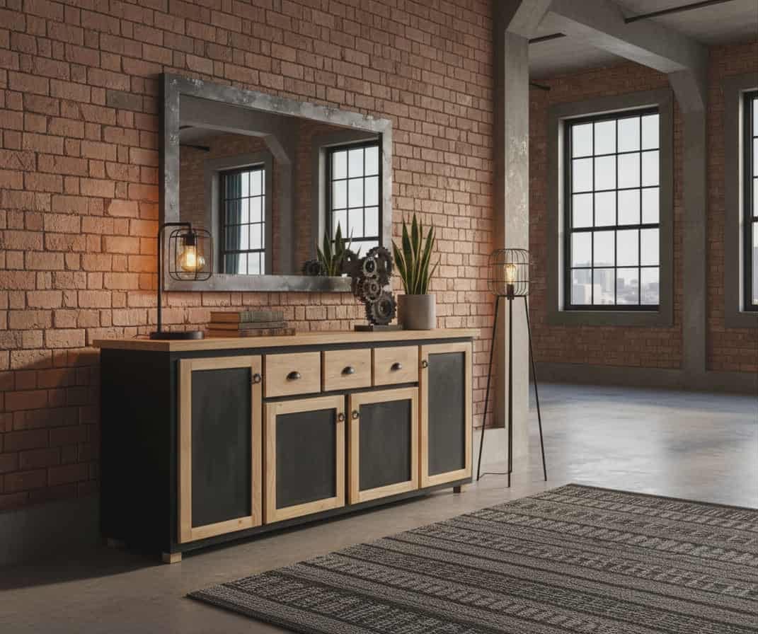 High-end recycled wood furniture detail